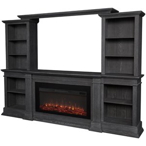 bowery hill contemporary electric fireplace entertainment center in antique gray