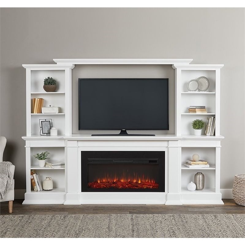 Bowery Hill Contemporary Electric Fireplace Entertainment Center in White