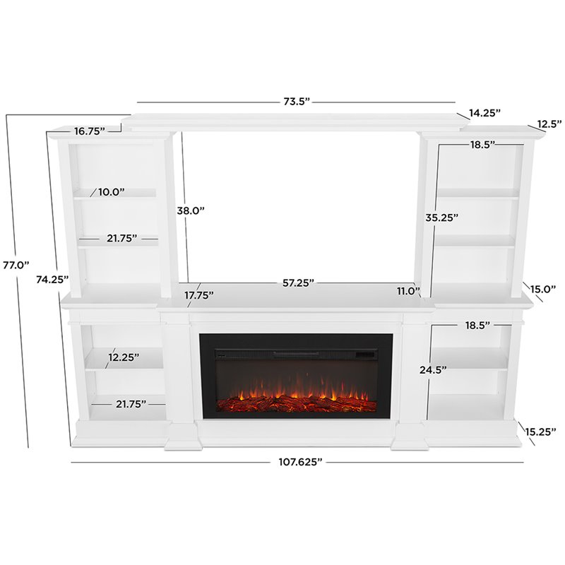 Bowery Hill Contemporary Electric Fireplace Entertainment Center in White