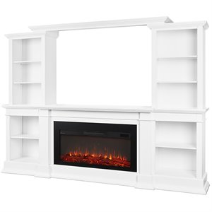 bowery hill contemporary electric fireplace entertainment center in white