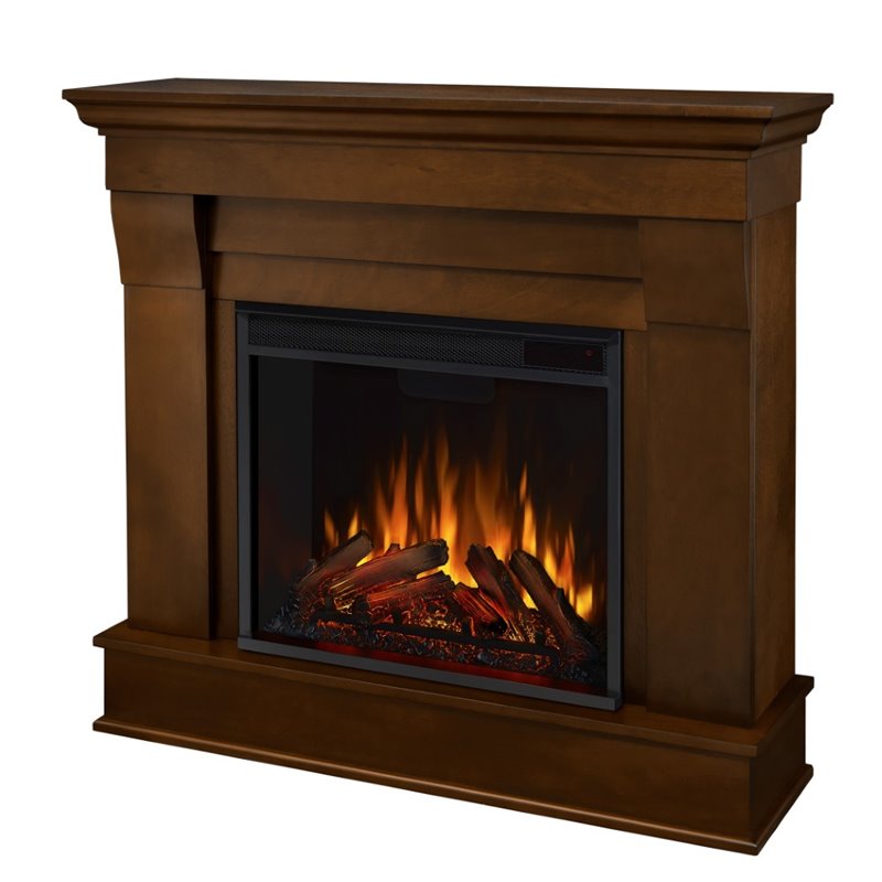 Bowery Hill Contemporary Solid Wood Electric Fireplace in Espresso