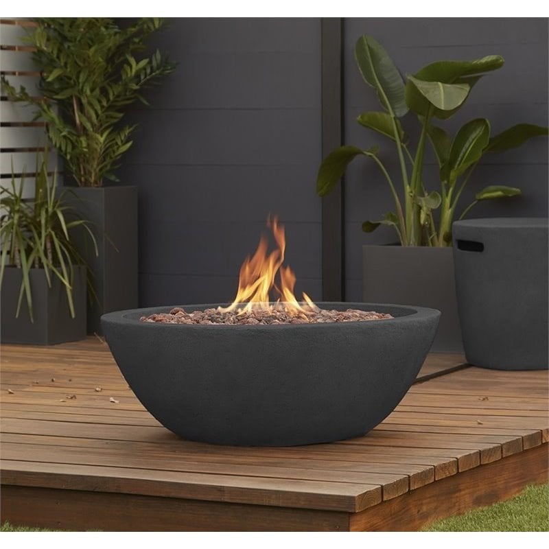 Bowery Hill Traditional Propane Fire Pit Bowl in Slate Gray