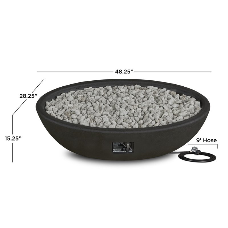 Bowery Hill Contemporary Oval Propane Fire Bowl in Shale