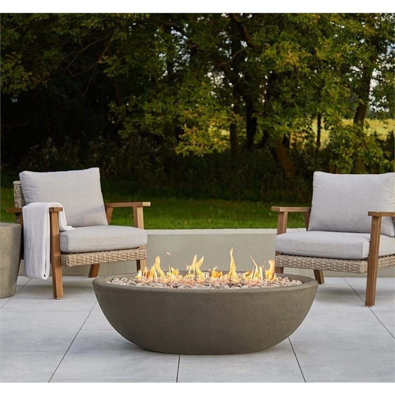 Bowery Hill Contemporary Oval Propane Fire Bowl in Glacier Gray
