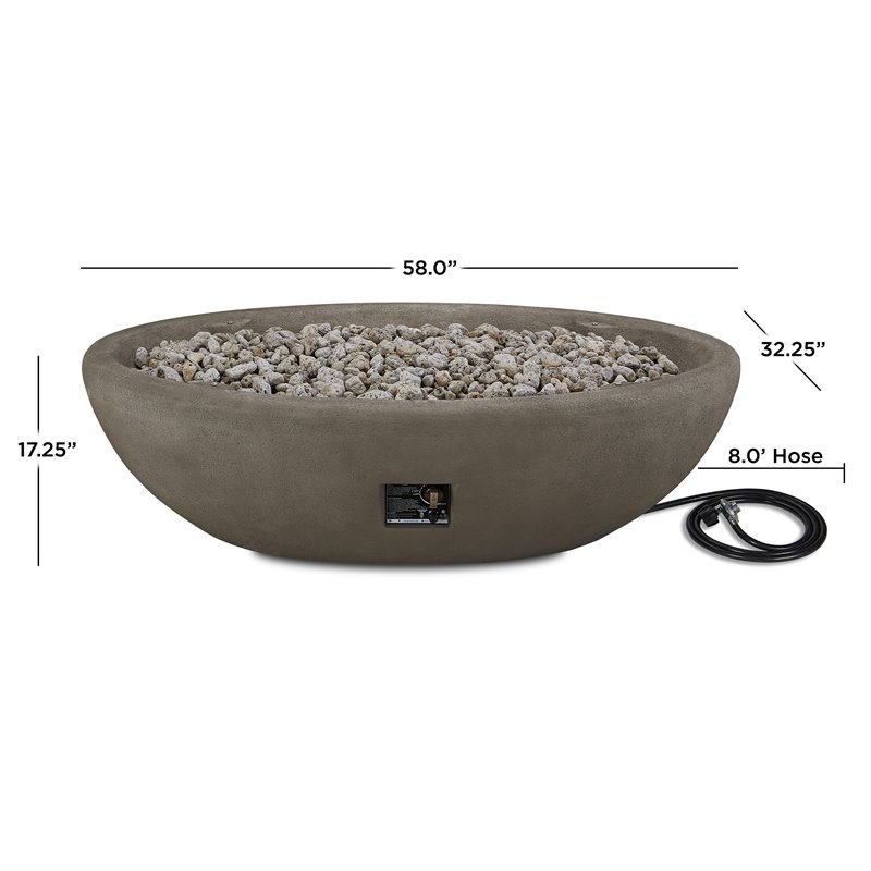 Bowery Hill Contemporary Large Oval LP Metal Fire Bowl in Glacier Gray