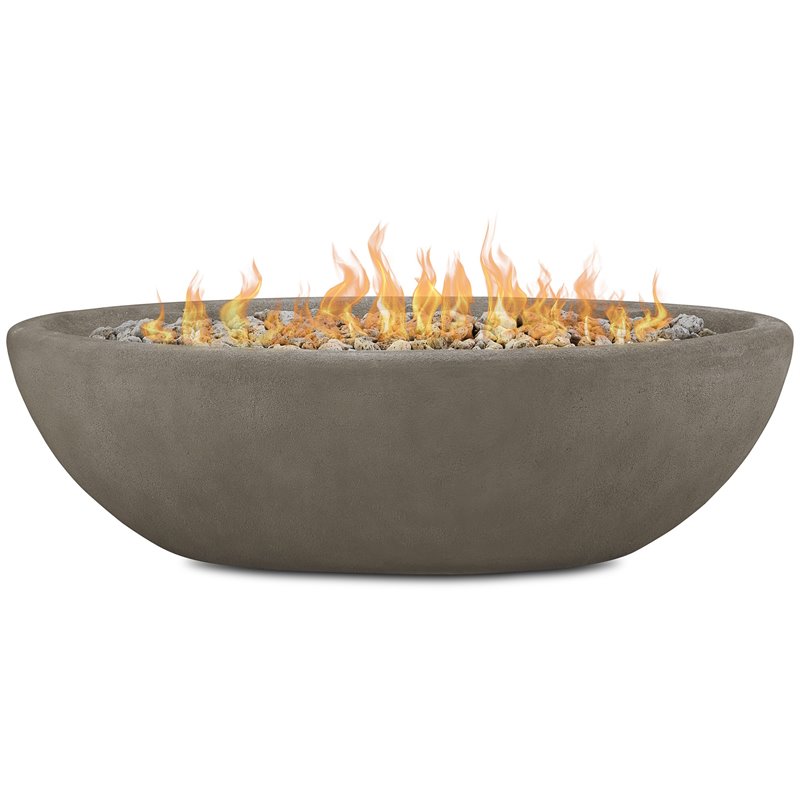 Bowery Hill Contemporary Large Oval LP Metal Fire Bowl in Glacier Gray