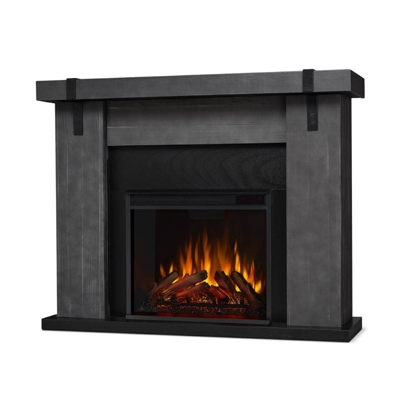 Bowery Hill Contemporary Electric Fireplace in Gray Barnwood