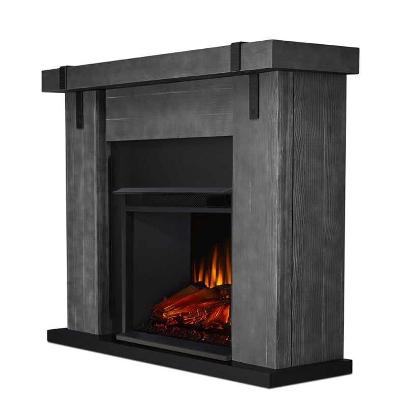 Bowery Hill Contemporary Electric Fireplace in Gray Barnwood