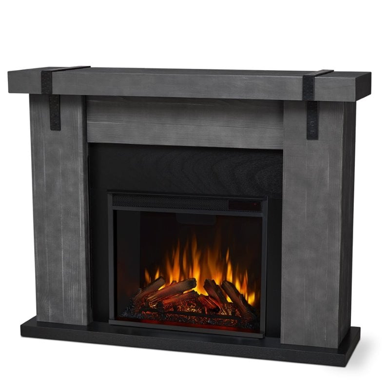 Bowery Hill Contemporary Electric Fireplace in Gray Barnwood