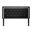 Bowery Hill Faux Leather Full/Queen Headboard Tufted Crystal Rhinestone in Black