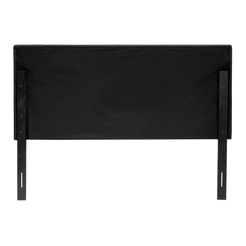 Bowery Hill Faux Leather Full/Queen Headboard Tufted Crystal Rhinestone in Black