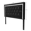 Bowery Hill Faux Leather Full/Queen Headboard Tufted Crystal Rhinestone in Black