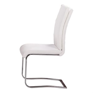 Bowery Hill 19&quot Modern Faux Leather Dining Side Chair in White (Set of 2)