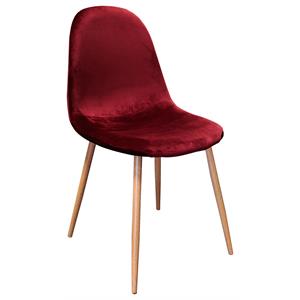 bowery hill velvet upholstered dining side chair in bordeaux (set of 4)