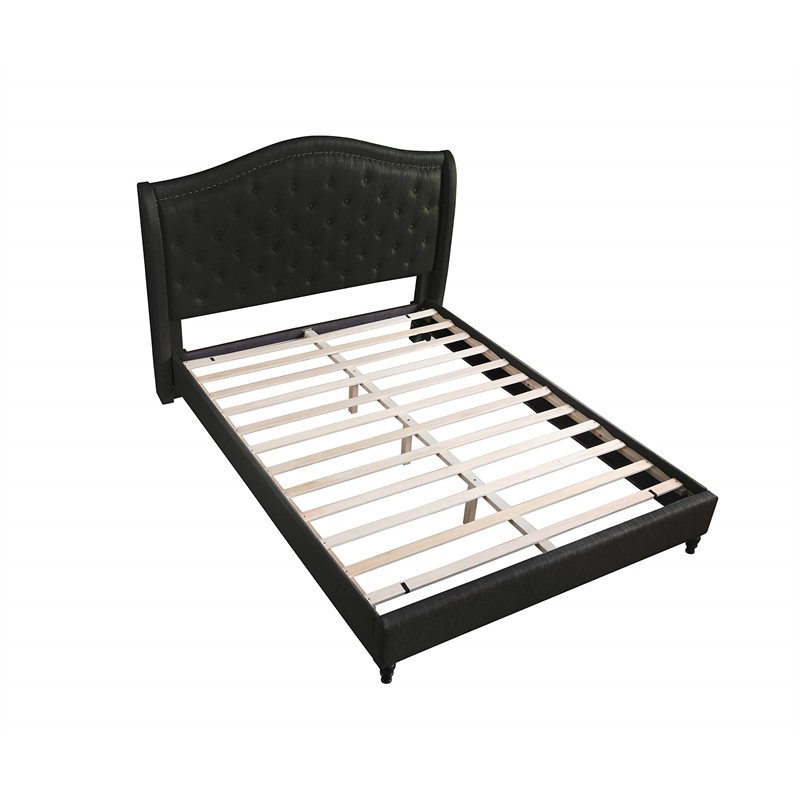 Bowery Hill Fabric Upholstered Tufted East King Platform Bed in Black