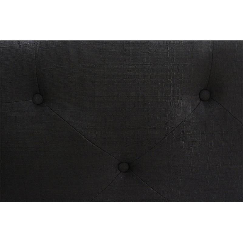 Bowery Hill Fabric Upholstered Wingback Queen Platform Bed - Black
