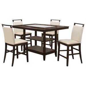bowery hill 5-piece faux leather counter height set in espresso
