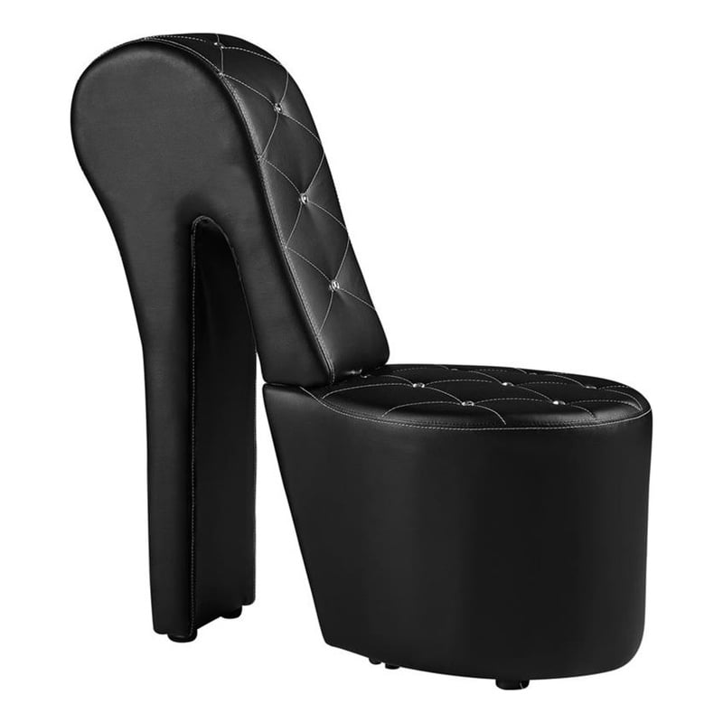 Bowery Hill 18'' Modern Faux Leather Upholstered Accent Shoe Chair in Black