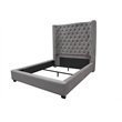 Bowery Hill Transitional Velvet Upholstered High Profile Cal King Bed in Gray