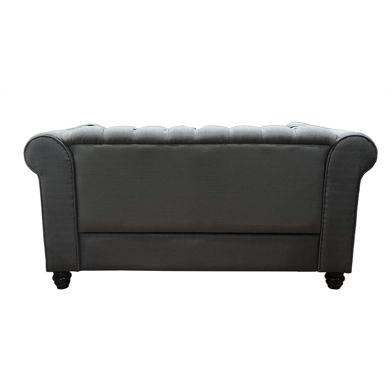 Bowery Hill Transitional Fabric Upholstered Living Arm Chair in Charcoal