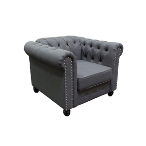 Bowery Hill Transitional Fabric Upholstered Living Arm Chair in Charcoal