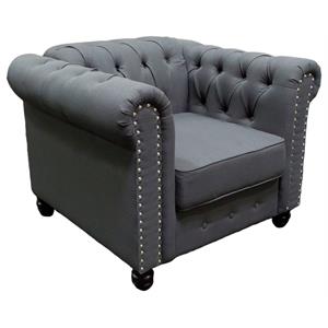 bowery hill transitional fabric upholstered living arm chair in charcoal