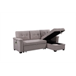 Bowery Hill Gray Fabric Reversible Sectional Storage Chaise USB Charging Ports