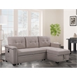 Bowery Hill Gray Fabric Reversible Sectional Storage Chaise USB Charging Ports
