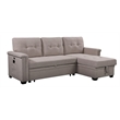 Bowery Hill Gray Fabric Reversible Sectional Storage Chaise USB Charging Ports
