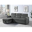Bowery Hill Dark Gray Velvet Reversible Sleeper Sectional with Storage