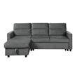 Bowery Hill Dark Gray Velvet Reversible Sleeper Sectional with Storage