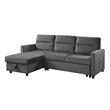 Bowery Hill Dark Gray Velvet Reversible Sleeper Sectional with Storage
