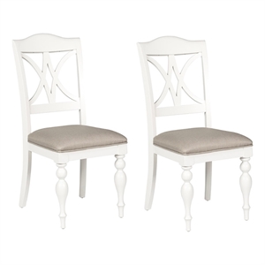 Bowery Hill Transitional Wood/Fabric Side Chair in Oyster White (Set of 2)