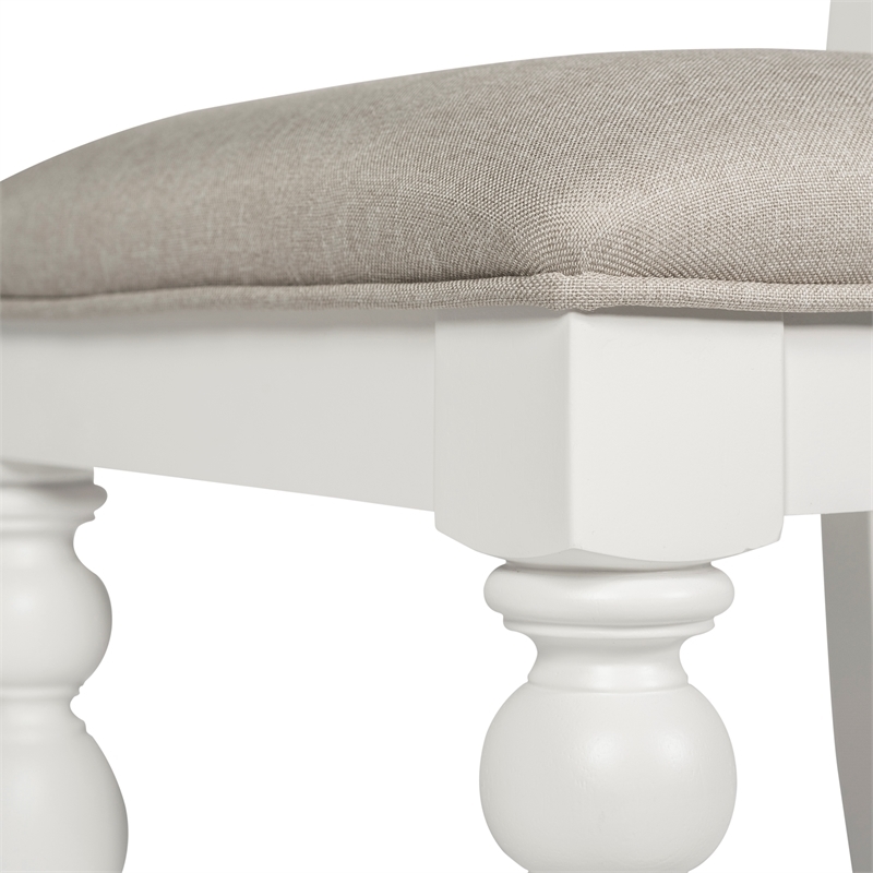 Bowery Hill Transitional Wood/Fabric Side Chair in Oyster White (Set of 2)