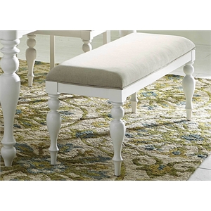 Bowery Hill Transitional Wood Dining Bench in Oyster White