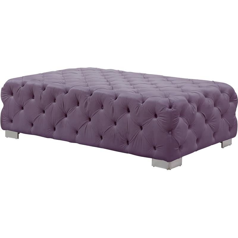 Bowery Hill Contemporary Sectional Ottoman in Purple Velvet