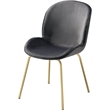 Bowery Hill Contemporary Side Chair in Gray Velvet and Gold