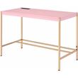 Bowery Hill Contemporary Writing Desk in Pink & Gold Finish