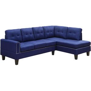 bowery hill contemporary fabric sectional sofa in blue linen