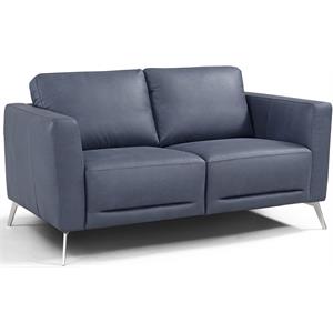 bowery hill contemporary loveseat in blue leather