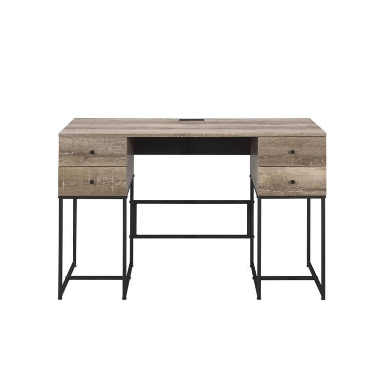 Bowery Hill Modern Metal Desk in Black