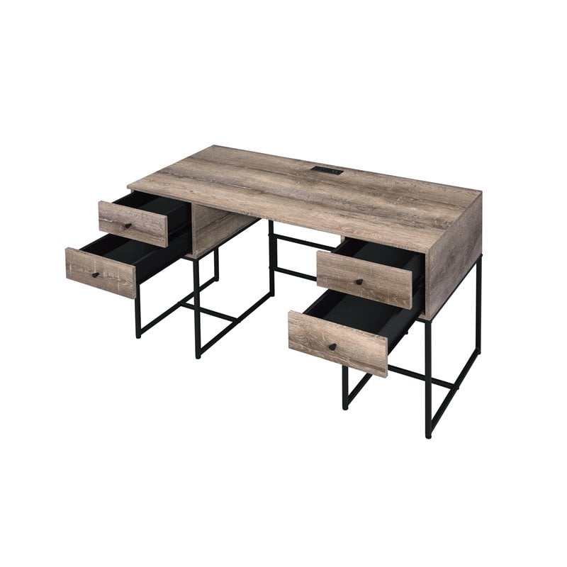Bowery Hill Modern Metal Desk in Black