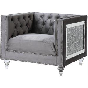 bowery hill contemporary chair in gray velvet