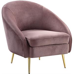 bowery hill contemporary chair in pink velvet