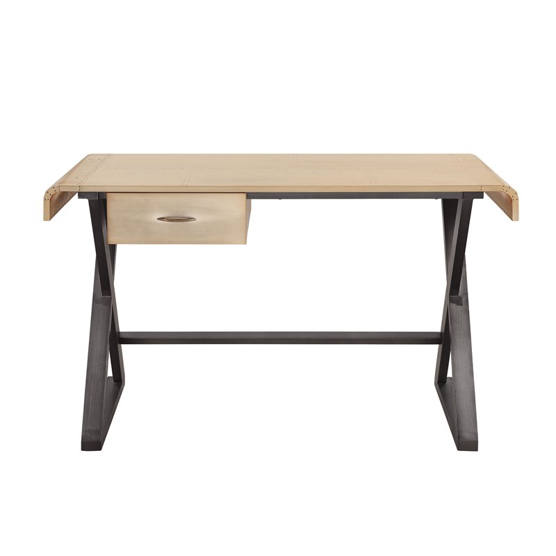 Bowery Hill Modern Desk in Gold Aluminum