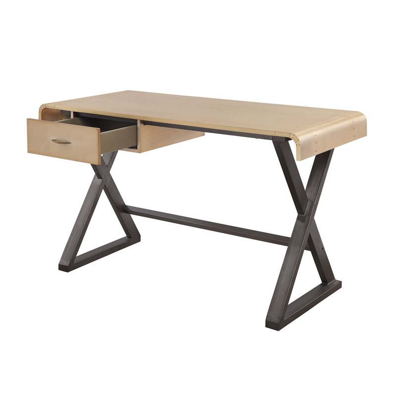 Bowery Hill Modern Desk in Gold Aluminum