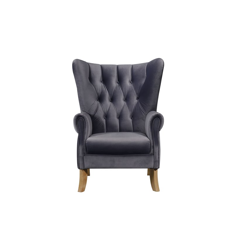 Bowery Hill Modern Accent Chair in Gray Velvet