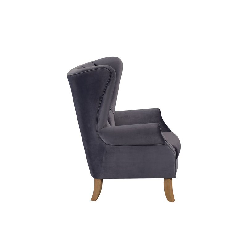Bowery Hill Modern Accent Chair in Gray Velvet
