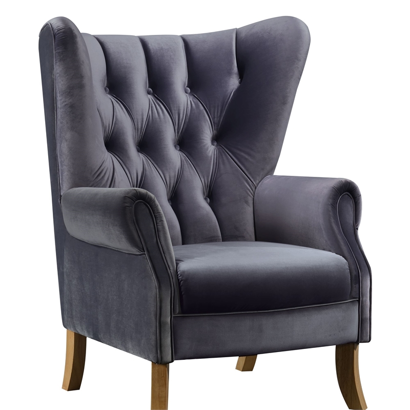 Bowery Hill Modern Accent Chair in Gray Velvet