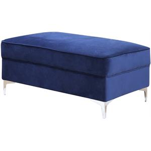 bowery hill contemporary ottoman in blue velvet
